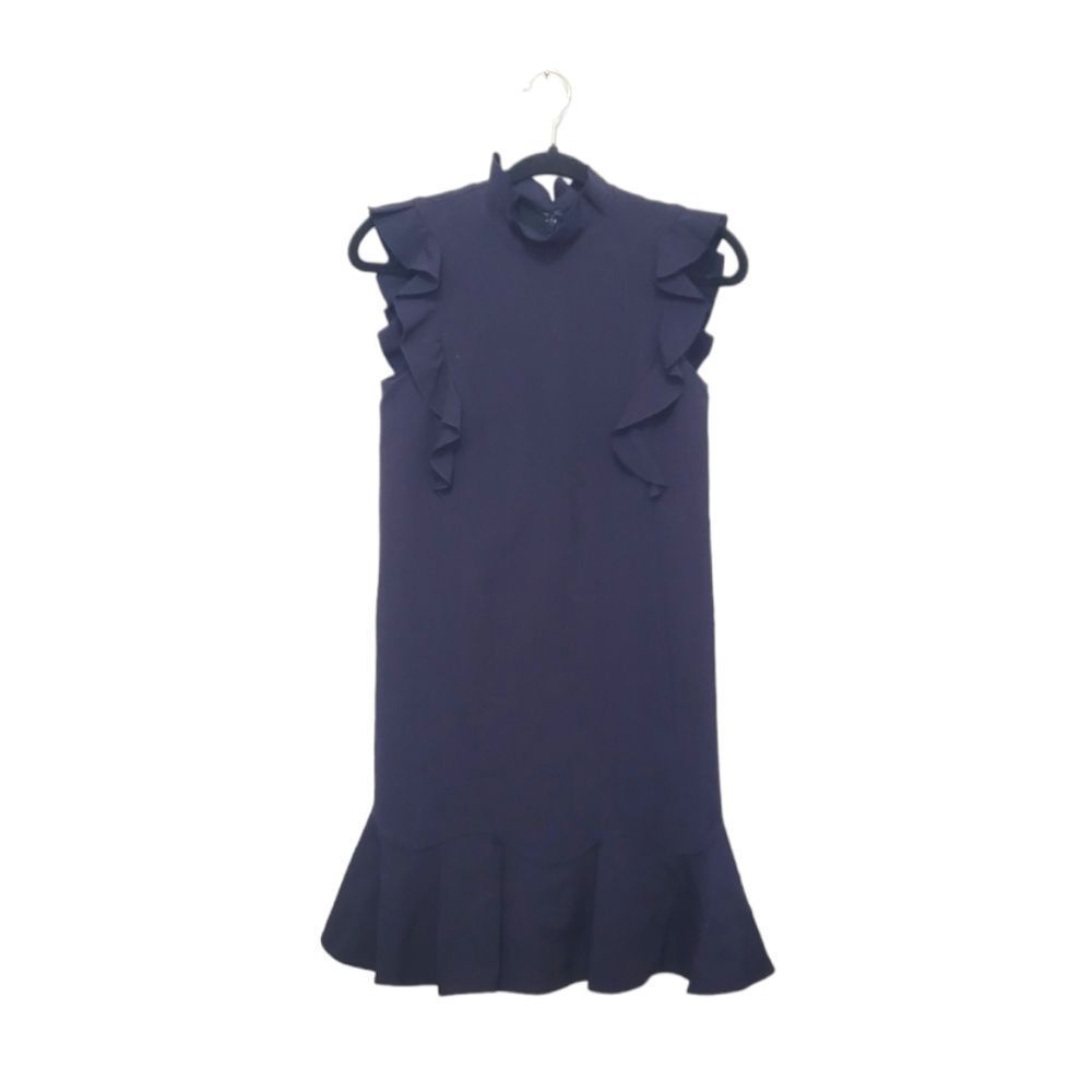 Rebecca Taylor Navy Ruffle Sleeveless Dress